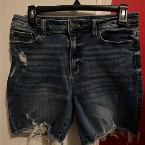 Judy Blue Dark Blue Distressed Jean Shorts